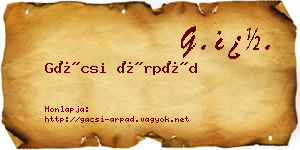 Gácsi Árpád névjegykártya